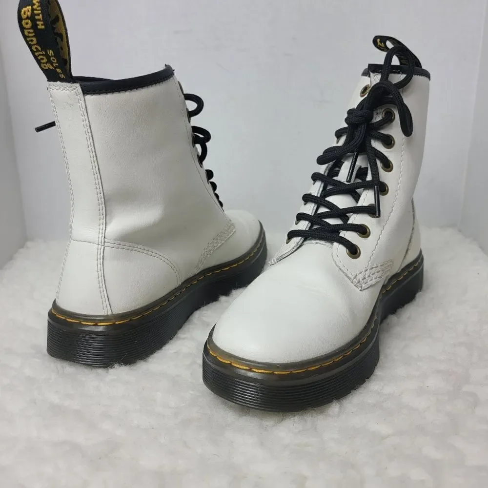 Dr. Martens Women's Size 6 Zavala White Leather Lace Up Combat Boots
